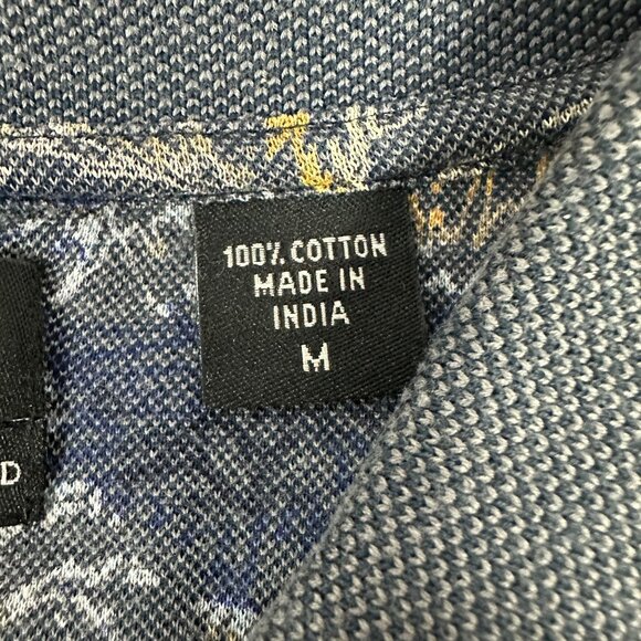 Izod Mens Double Mercerized Polo Shirt Medium 100% Cotton Floral Pattern - Picture 4 of 5